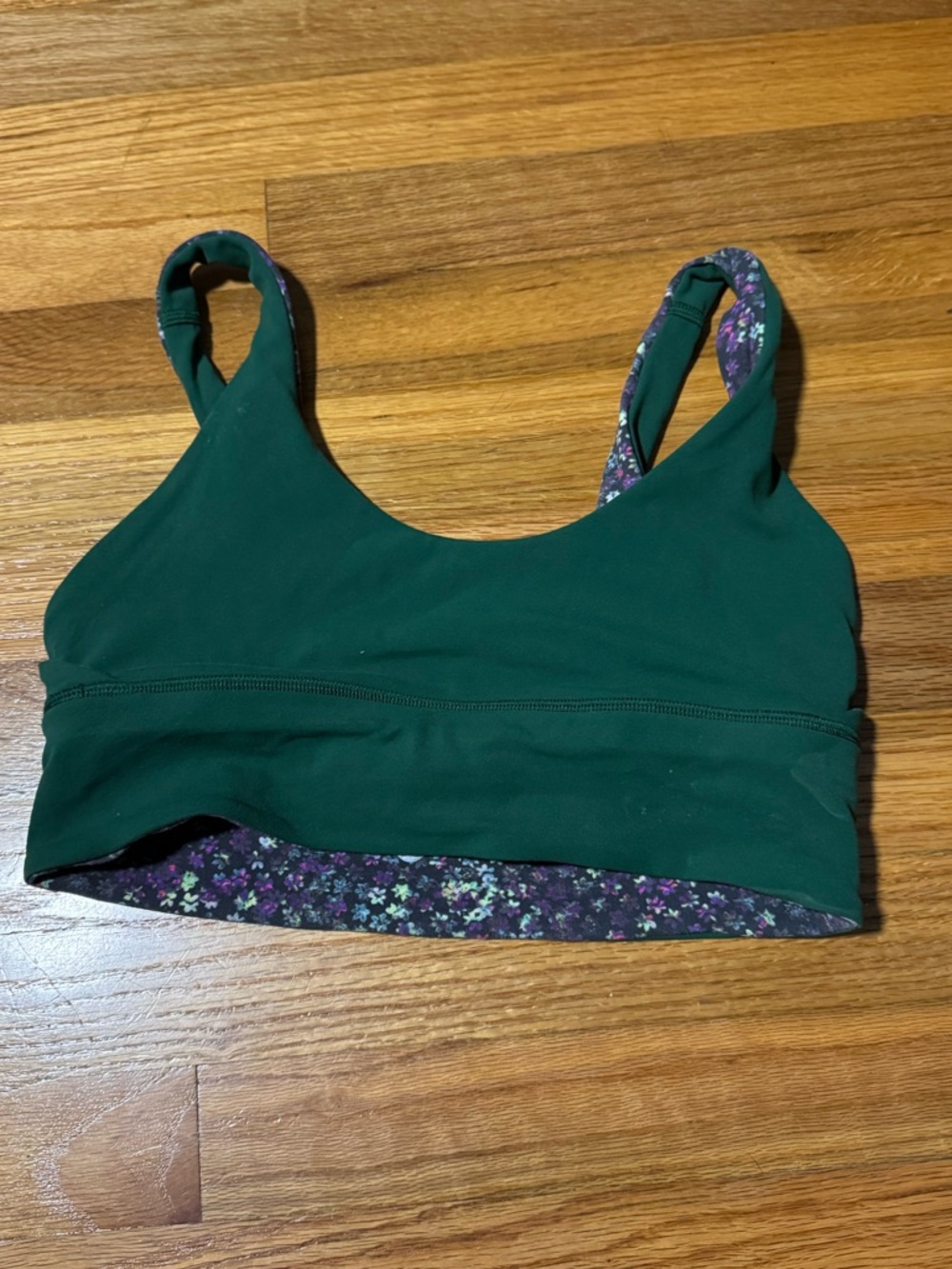 lululemon athletica Reversible Dark Green Floral Sports Bra